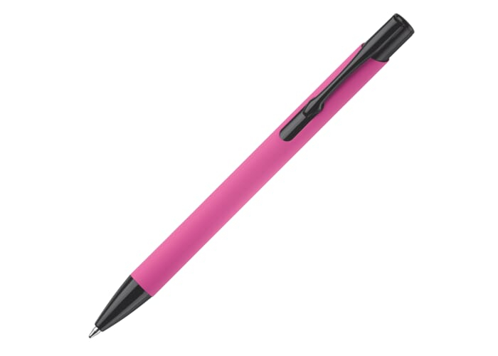 Stylo bille publicitaire dans tube métal Rose et Noir